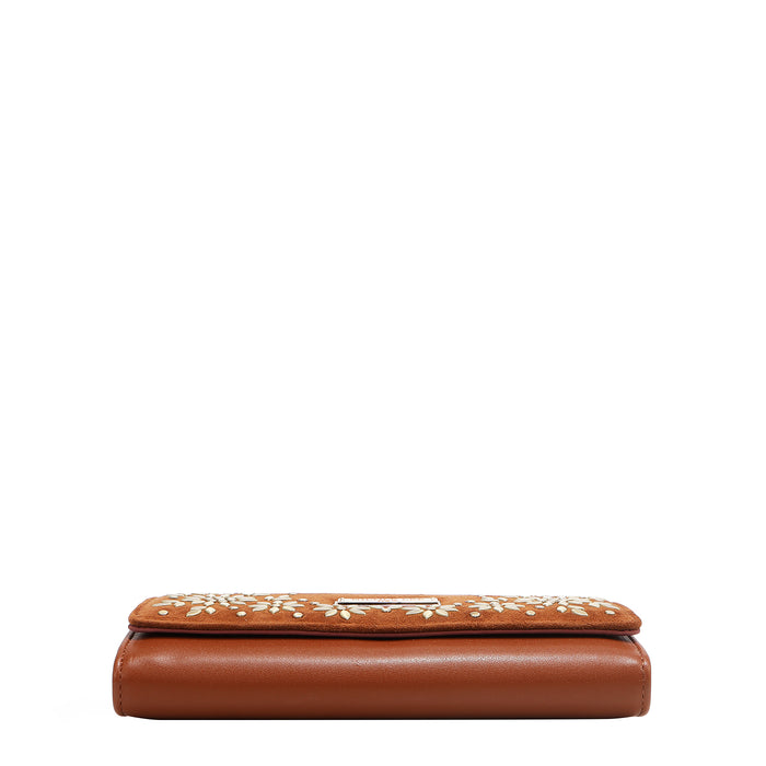 FLORAL LEAF TRIFOLD LONG WALLET