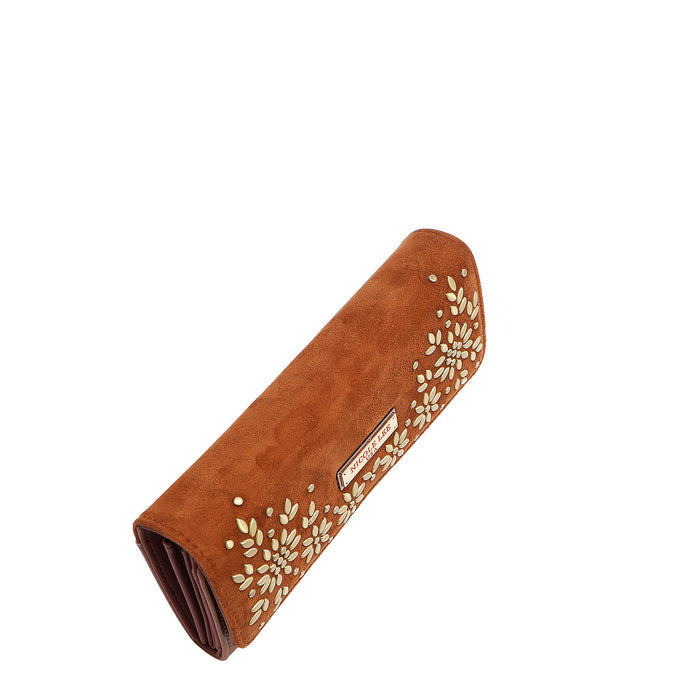 FLORAL LEAF TRIFOLD LONG WALLET