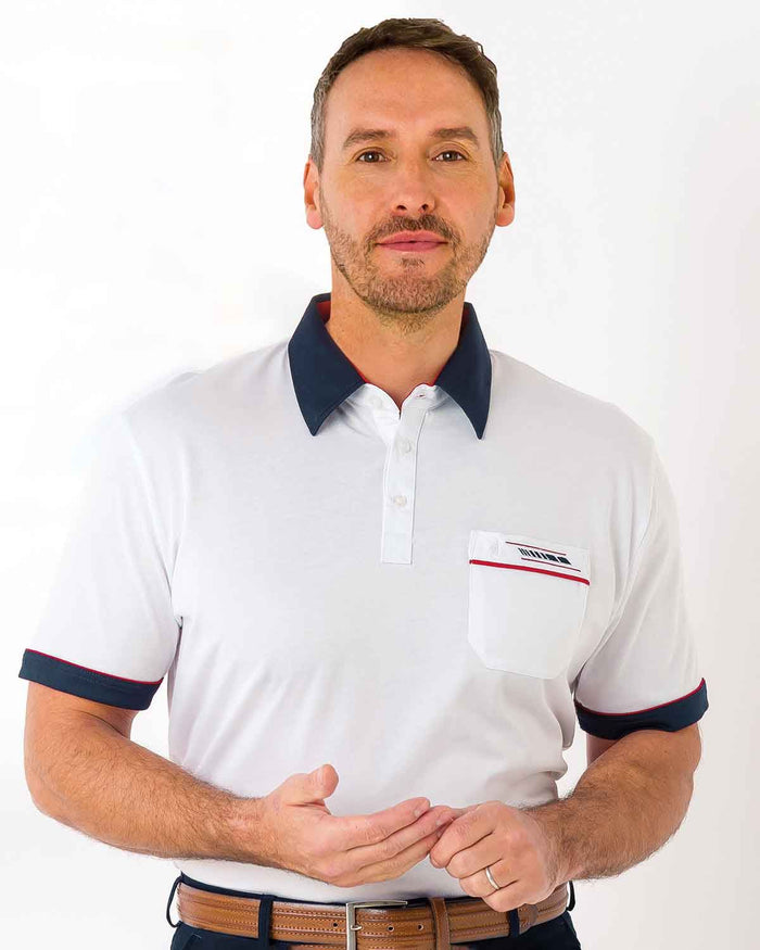 Gabicci Mens Short Sleeve Polo Top - White - Country Collection