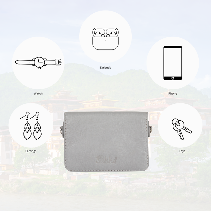 Grey Genuine Leather Sling Crossbody Bag for Travel and Everyday Use-feature image