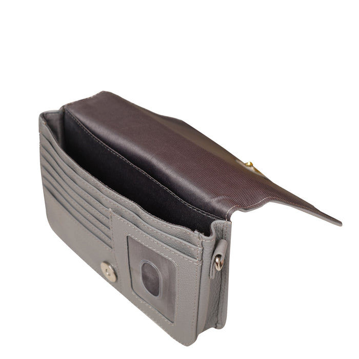 Grey Genuine Leather Sling Crossbody Bag for Travel and Everyday Use-inner view