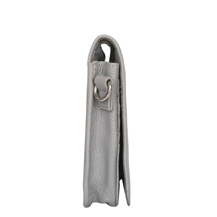 Grey Genuine Leather Sling Crossbody Bag for Travel and Everyday Use-side view