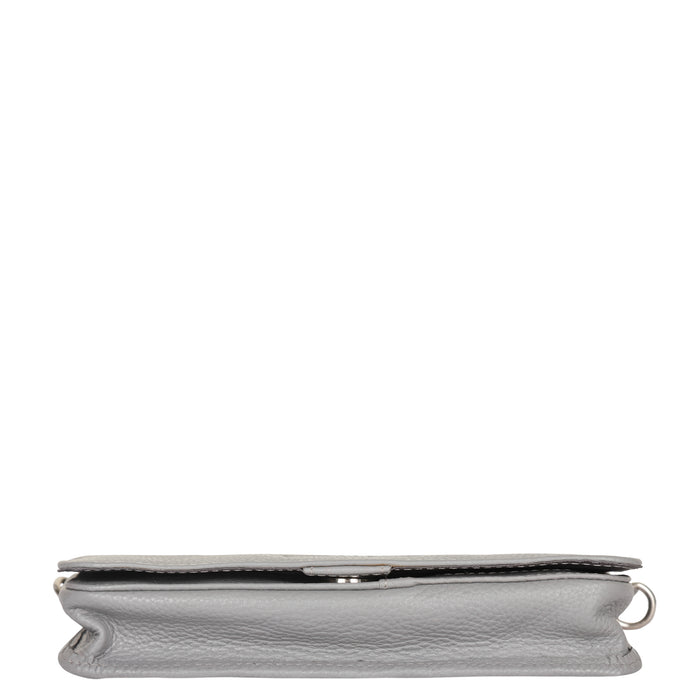 Grey Genuine Leather Sling Crossbody Bag for Travel and Everyday Use-bottom view