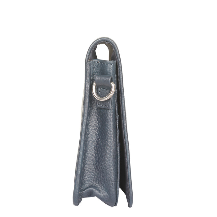 Navy Blue Genuine Leather Sling Crossbody Bag for Travel and Everyday Use-side view