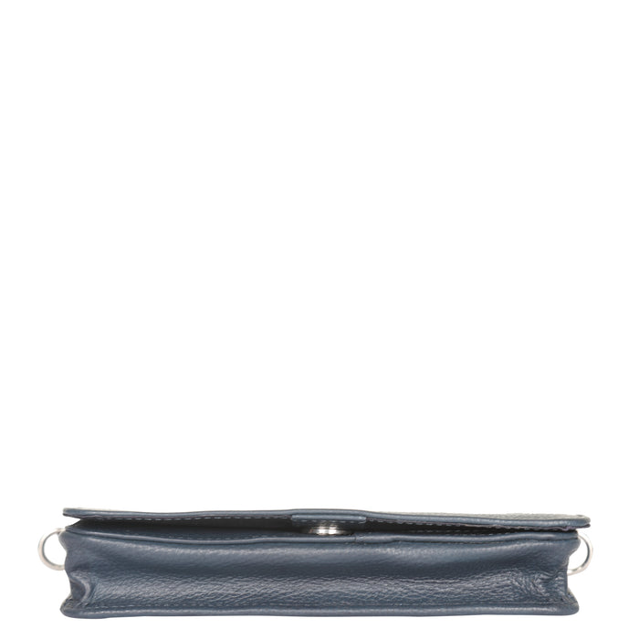 Navy Blue Genuine Leather Sling Crossbody Bag for Travel and Everyday Use-bottom view