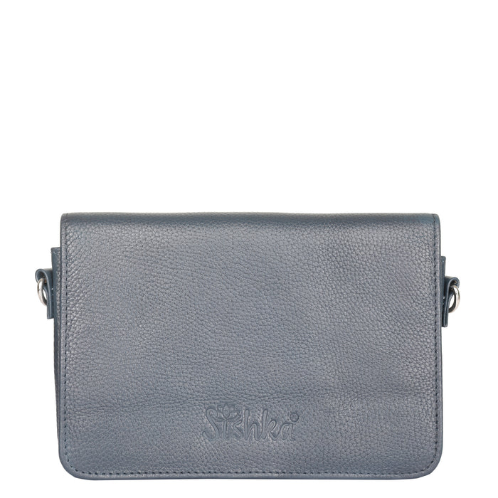 Navy Blue Genuine Leather Sling Crossbody Bag for Travel and Everyday Use-full front view