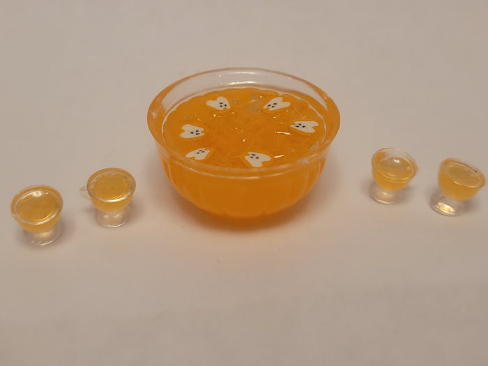 Ghost Orange Punch in Glass Bowl with 8 Glasses