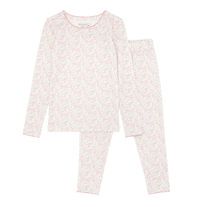 girls antique floral pima pajamas set