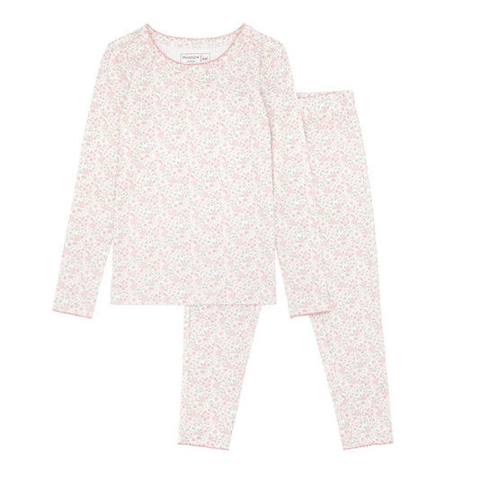 girls antique floral pima pajamas set