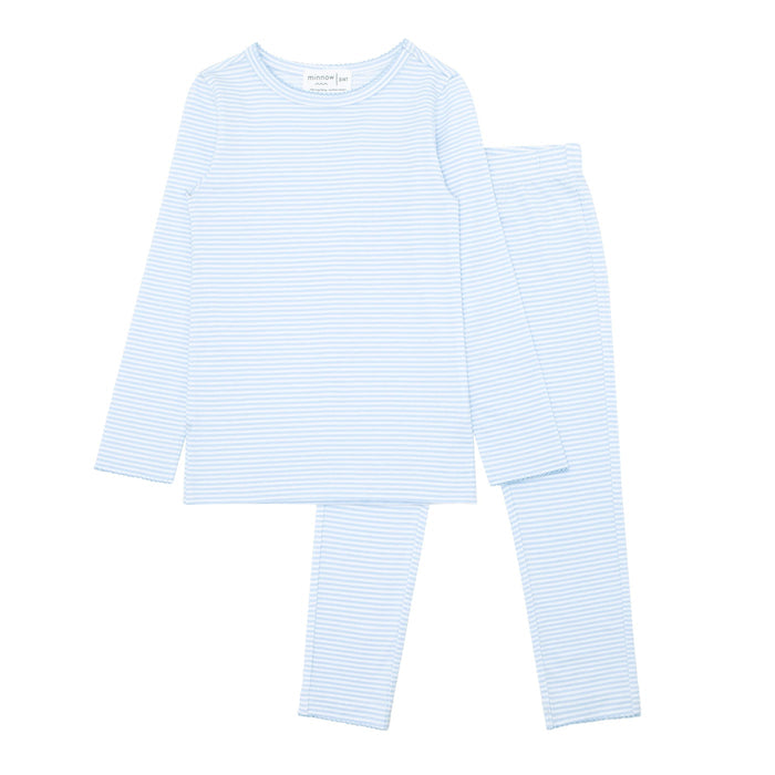 girls powder blue stripe pima pajamas set