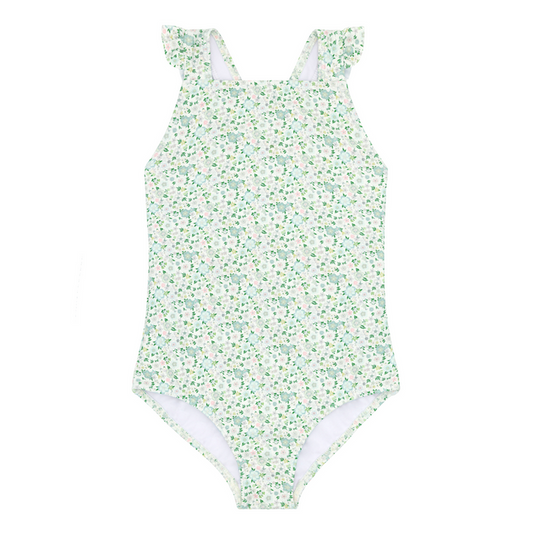 girls sea marsh floral crossover one piece