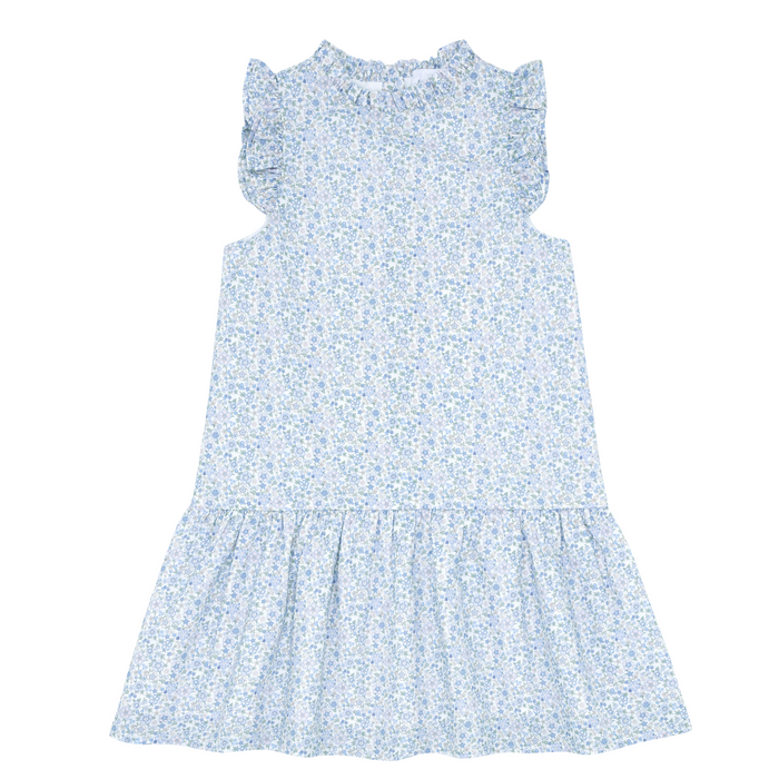 girls slate floral drop waist dress