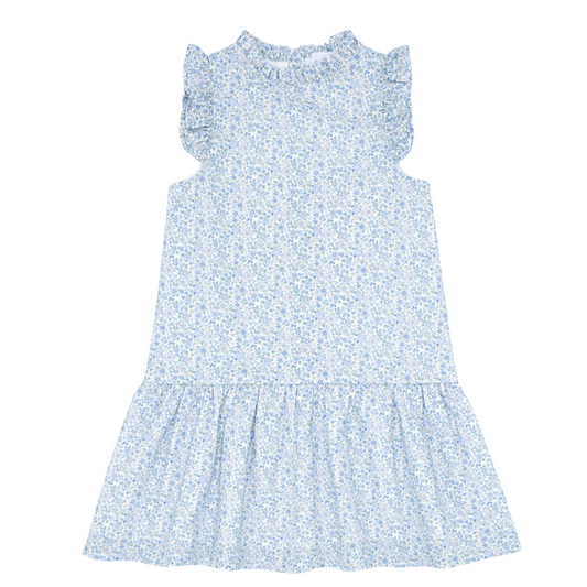 girls slate floral drop waist dress