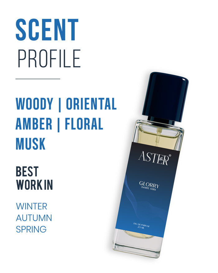 Glory White Oud EDP 20ml perfume bottle