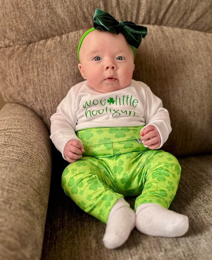Green Shamrocks and White 'Wee Little Hooligan' Lounge Set