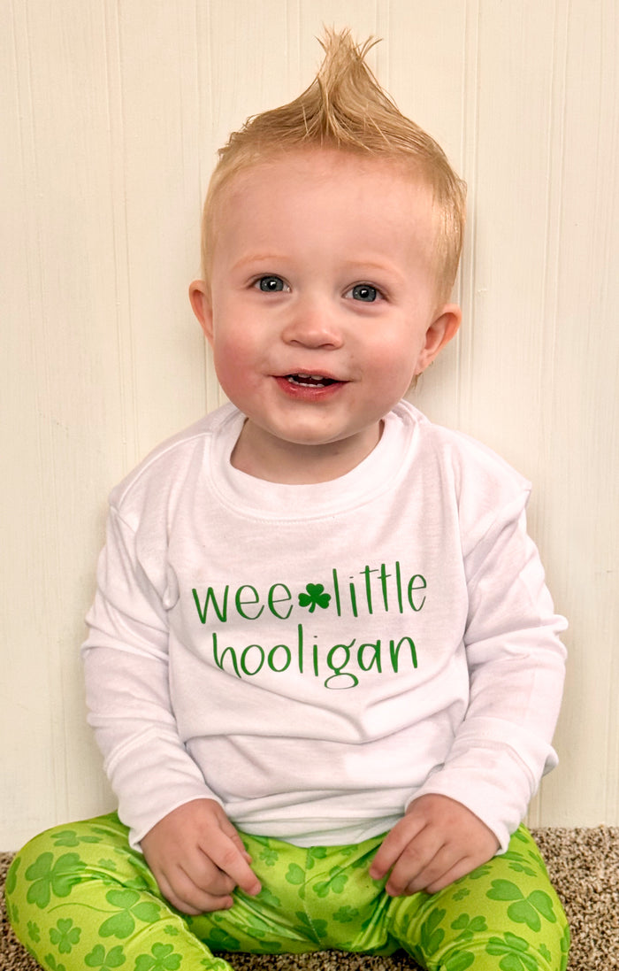 Green Shamrocks and White 'Wee Little Hooligan' Lounge Set