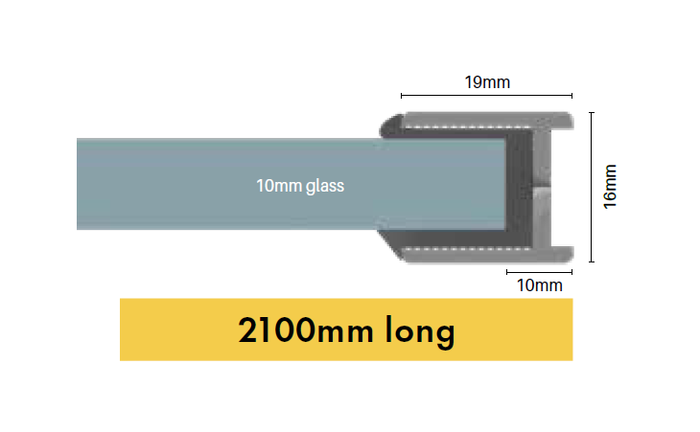 Gun Metal Grey Shower Screen Wall Channel, For 10mm glass. - Image 2