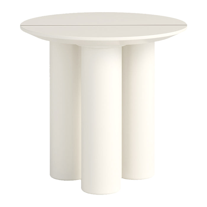 Guyii 30"-46" Cream White Round Dining Table, Modern White Kitchen Table for 4-6 People