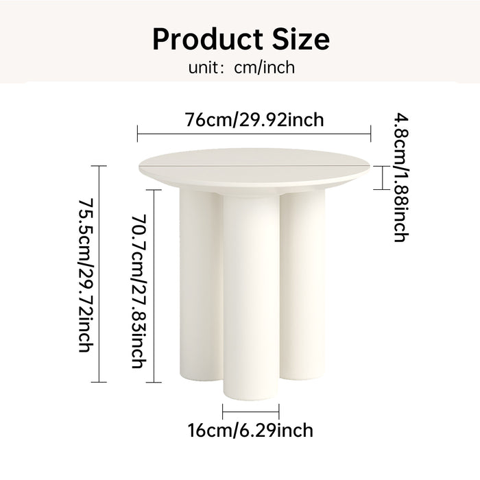 Guyii 30"-46" Cream White Round Dining Table, Modern White Kitchen Table for 4-6 People