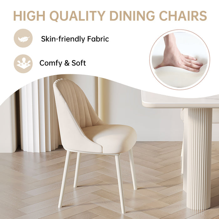Guyii 30"-46" Cream White Round Dining Table, Modern White Kitchen Table for 4-6 People