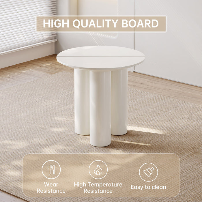 Guyii 30"-46" Cream White Round Dining Table, Modern White Kitchen Table for 4-6 People