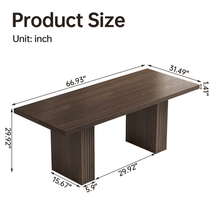 Guyii Modern Farmhouse Kitchen Table - 66.93" Rectangular Dining Table