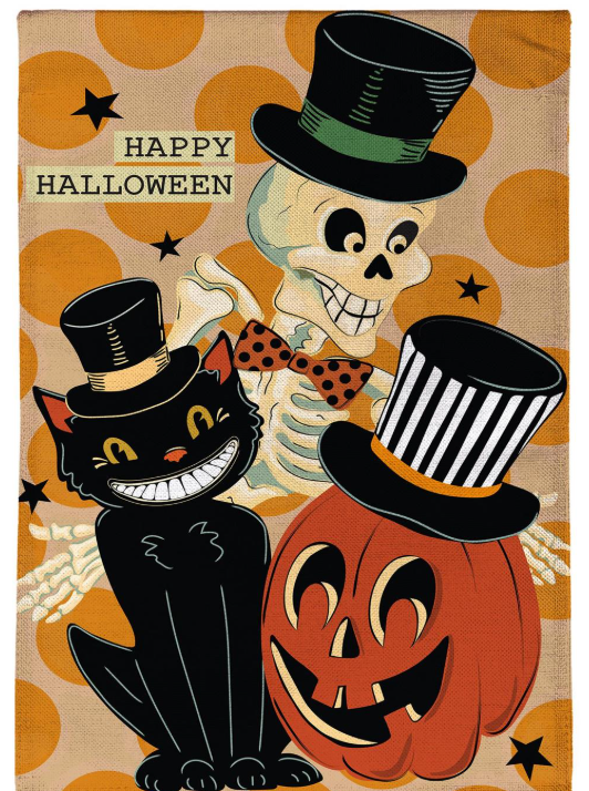 Halloween Trio Burlap Garden Flag