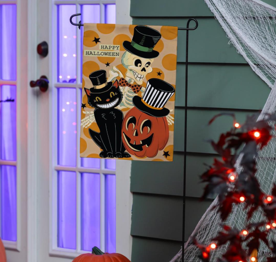 Halloween Trio Burlap Garden Flag