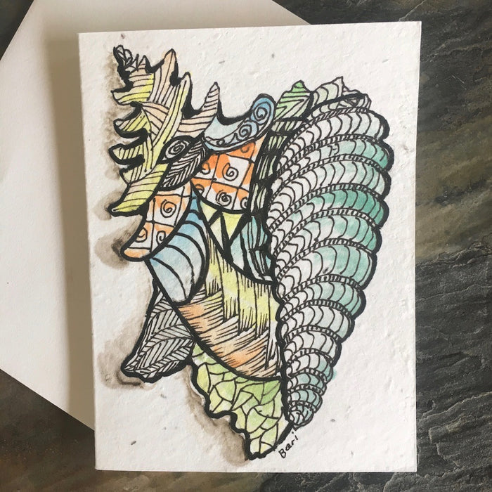 Handpainted Plantable Cards: Butterfly and Shells