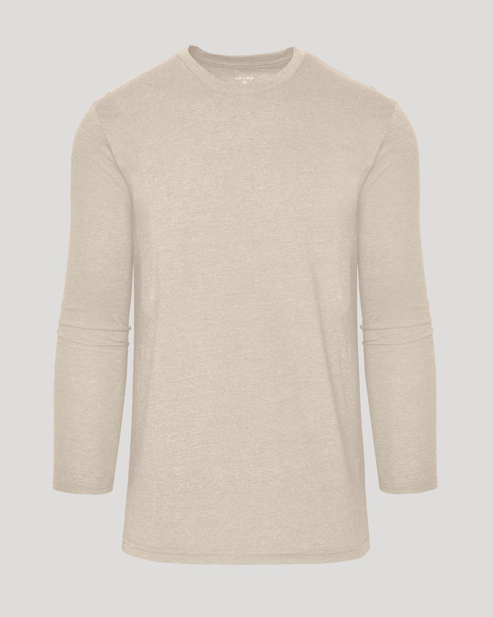 Heather Truffle Tall Long Sleeve T Shirt, light‐beige, soft fabric.