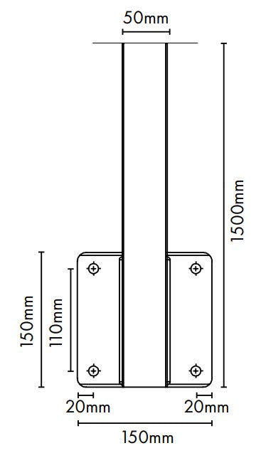Heavy Duty Face Mount Post - 1500mm Height - Image 5