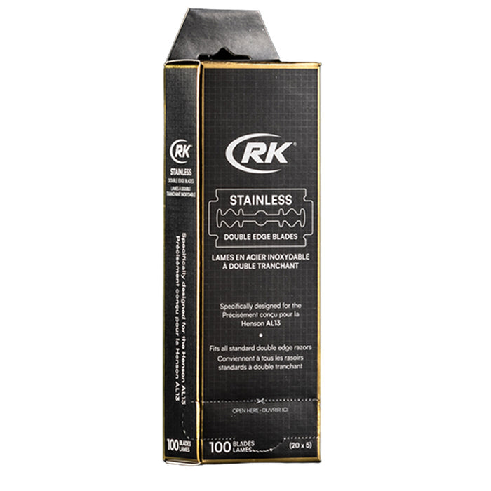 RK Shaving Stainless Steel Double Edge Safety Razor Blades (100 Pack).