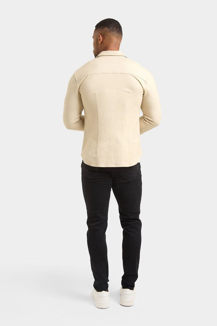 Herringbone Jersey Overshirt in Stone - TAILORED ATHLETE - USA