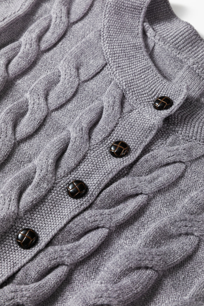 High Cable Knit Cardigan Sweater