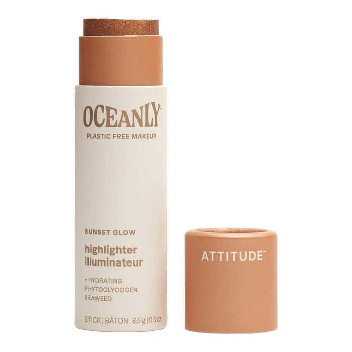 Oceanly plastic-free makeup stick with 'Attitude' branding on a white background.
