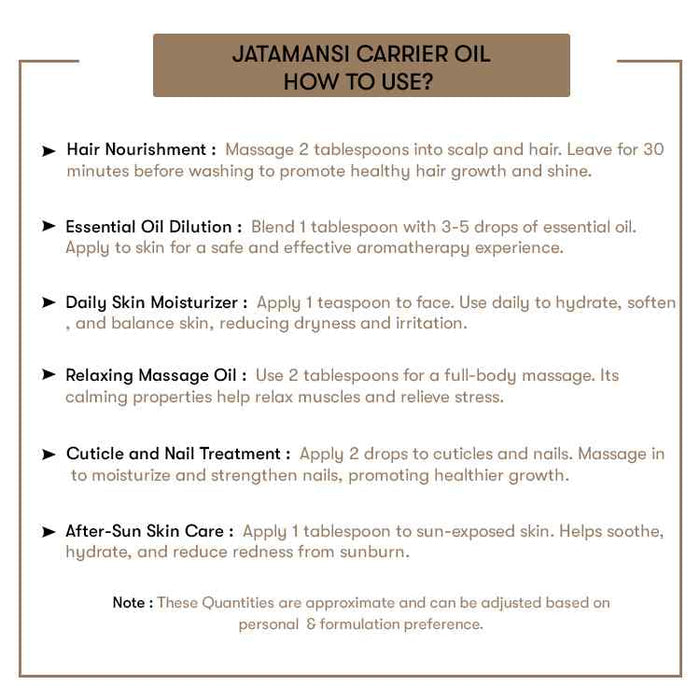How to use Jatamansi Carrier Oil