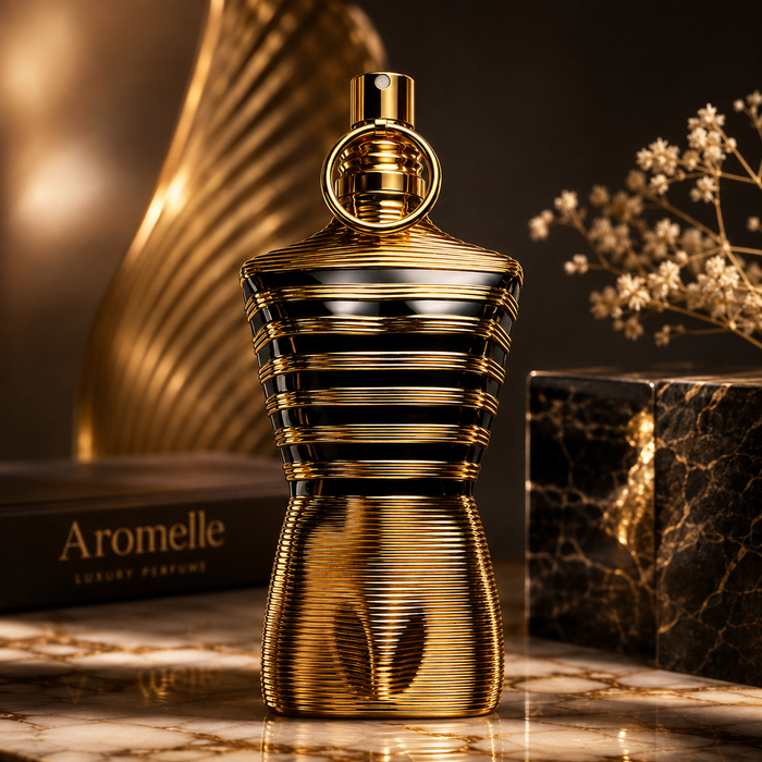Jean Paul Gaultier Le Male Elixir Parfum 125ml gold men's fragrance bottle