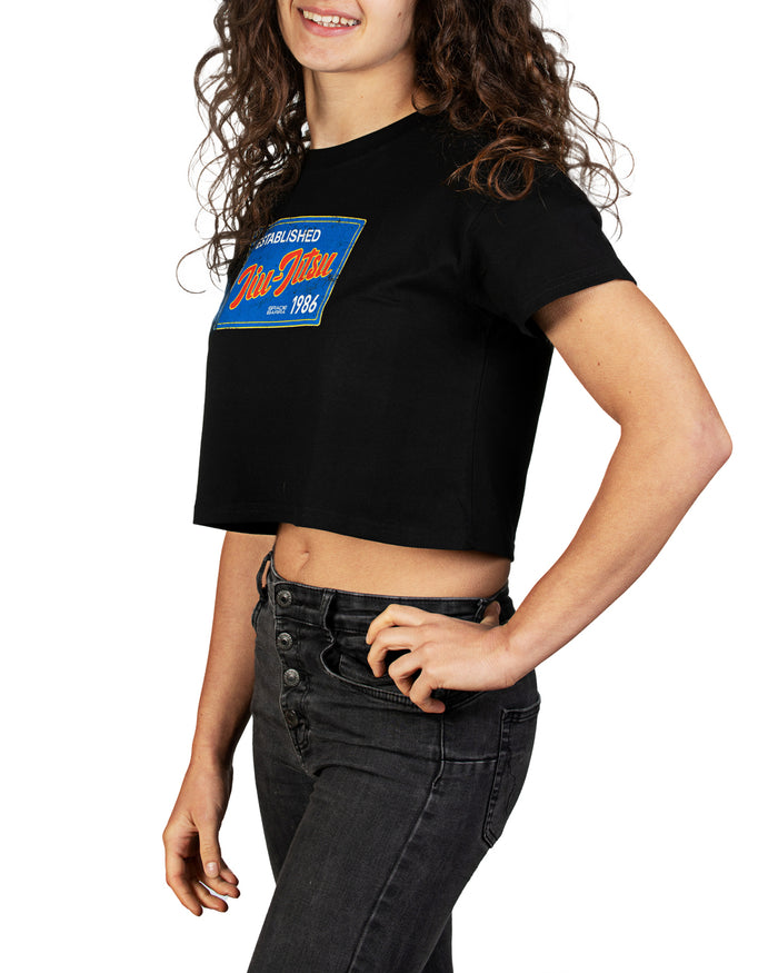 Jiu Jitsu Postcard Womens Crop Tee - Black