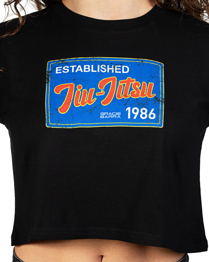 Jiu Jitsu Postcard Womens Crop Tee - Black