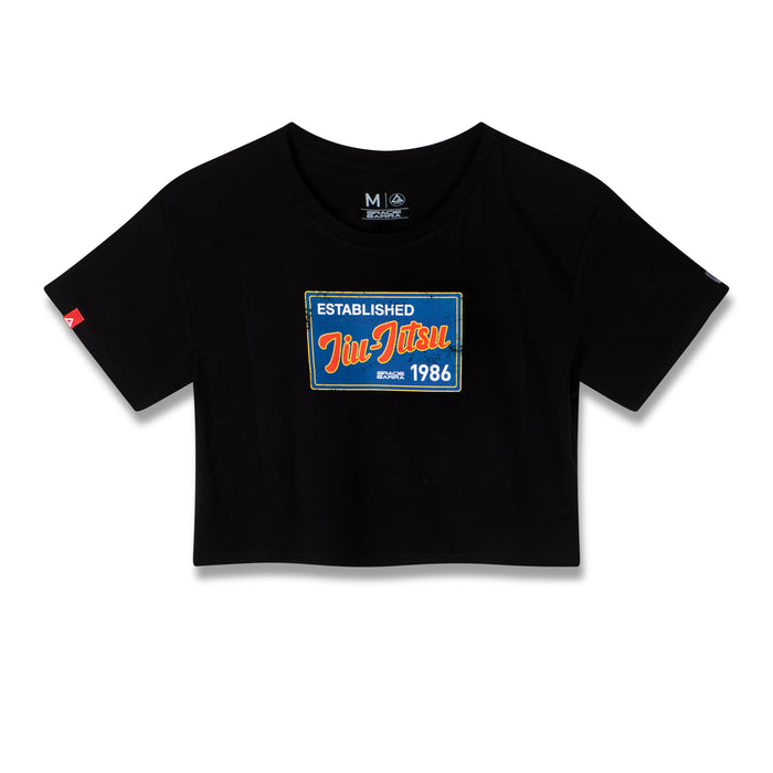 Jiu Jitsu Postcard Womens Crop Tee - Black