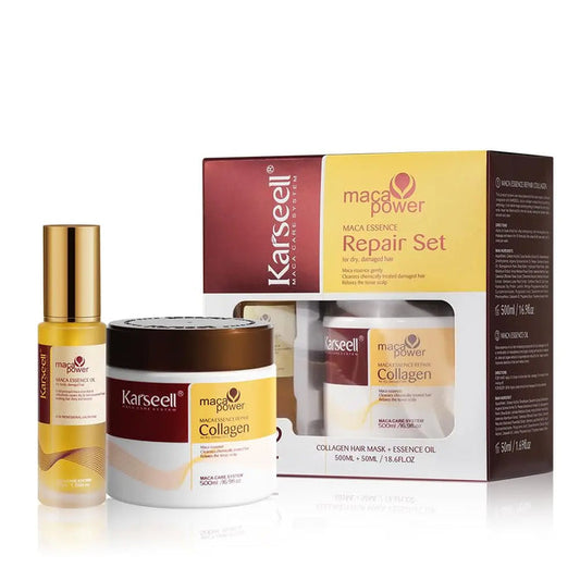 KARSEELL Maca Essence Power Collagen Hair Mask 500 ML & Argan Oil 50 ML Repair Set - DOKAN