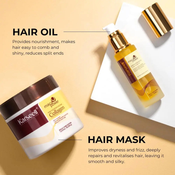 KARSEELL Maca Essence Power Collagen Hair Mask 500 ML & Argan Oil 50 ML Repair Set - DOKAN