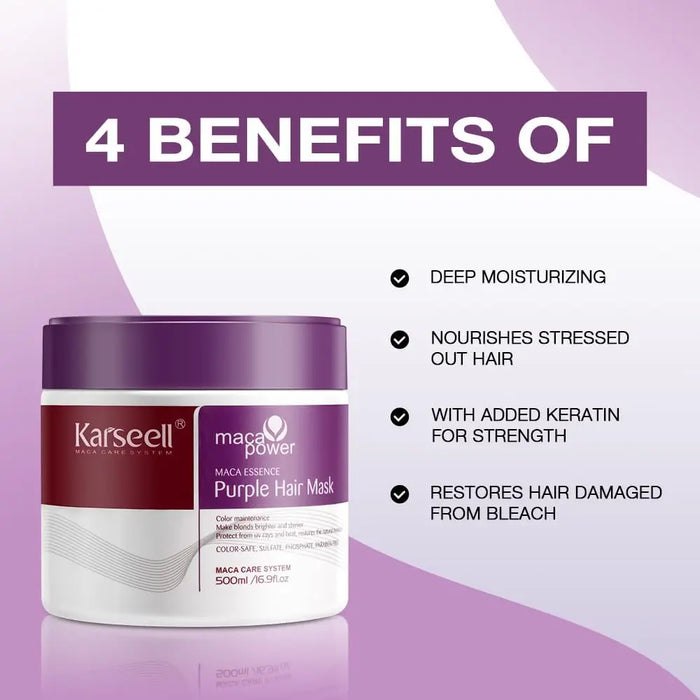 KARSEELL Maca Essence Purple Hair Mask for Blonde Hair 500 ML - DOKAN