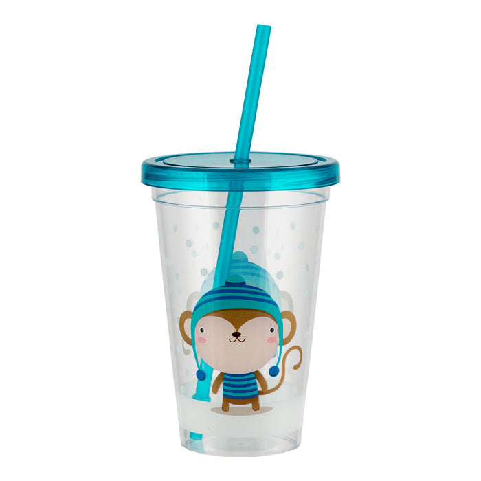 Kids Clear Plastic Drinks Cup With Straw