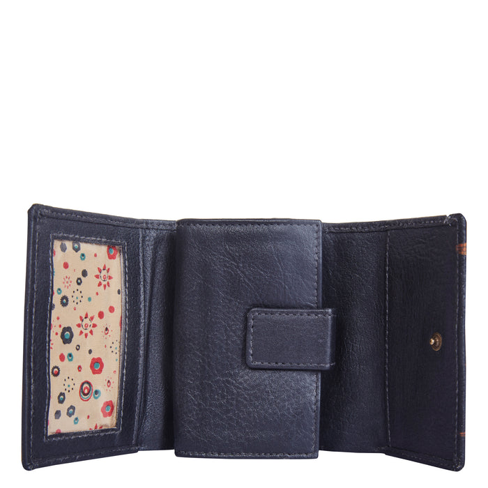 Hand-painted spring bloom mini bifold wallet for everyday carry-full inner view