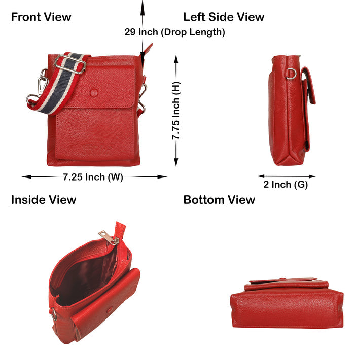 Red Leather Crossbody Messenger Bag for Travel and Everyday Use-infographic image