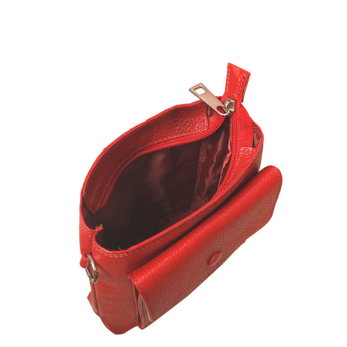 Red Leather Crossbody Messenger Bag for Travel and Everyday Use-inner view