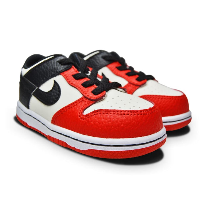 Little Kids Nike Dunk Low "75th Anniversary Bulls" DC9562 100 Sail Black Red-Juniors-Nike-195244241200-sneakers Foot World