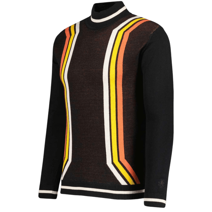 MADCAP Pirelli 60s Mod Textured Knit Mock Turtleneck Jumper in Black