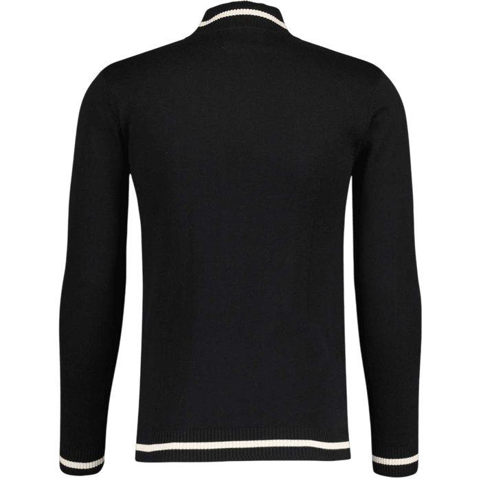 MADCAP Pirelli 60s Mod Textured Knit Mock Turtleneck Jumper in Black